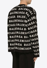 Balenciaga All-Over Logo Wool Cardigan 766471T1673/O_BALEN-1070 Black