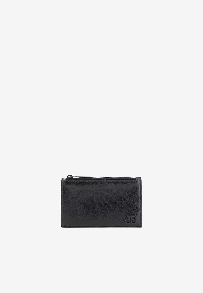 Balenciaga Logo Zipped Leather Cardholder 766575-2AAS8BLACK