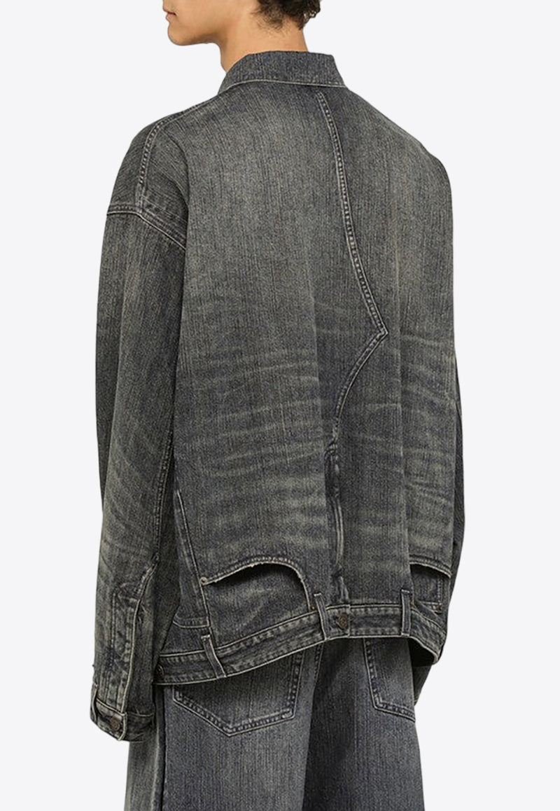 Balenciaga Oversized Washed Denim Jacket Black 767943TNW65/N_BALEN-4445