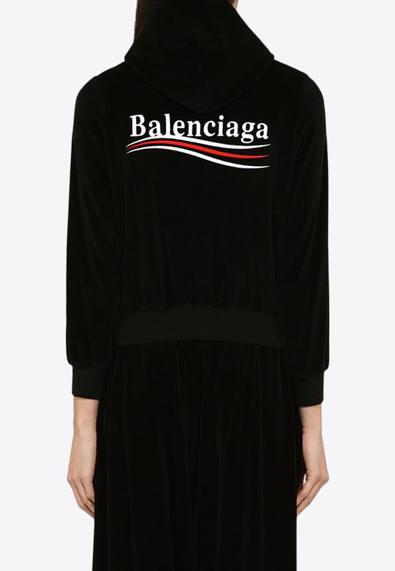 Balenciaga Logo Embroidered Zip-Up Hooded Sweatshirt 769022TPVJ8/O_BALEN-1070