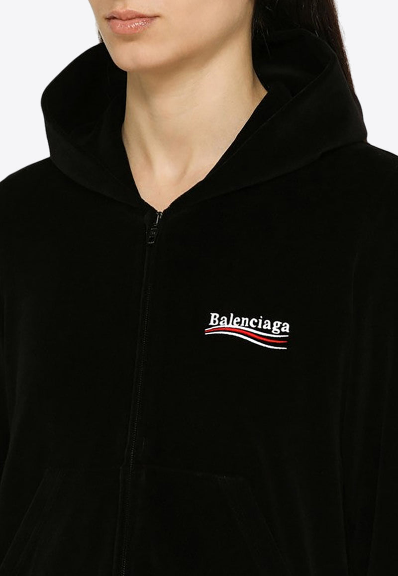 Balenciaga Logo Embroidered Zip-Up Hooded Sweatshirt 769022TPVJ8/O_BALEN-1070
