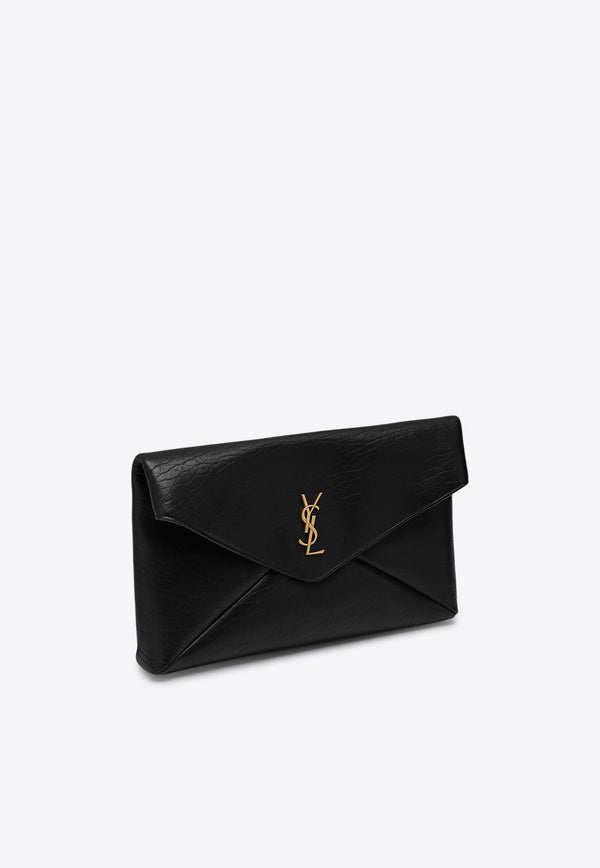 Saint Laurent Large Cassandre Envelope Clutch Bag Black 769307AACYT/P_YSL-1000