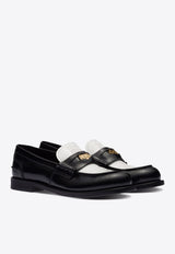 Miu Miu Two-Tone Leather Penny Loafers Black 5D773DF020AZE_F0967