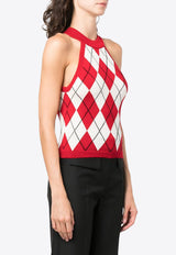 MSGM Argyle Knit Tank Top Red 3541MDT192237785_18