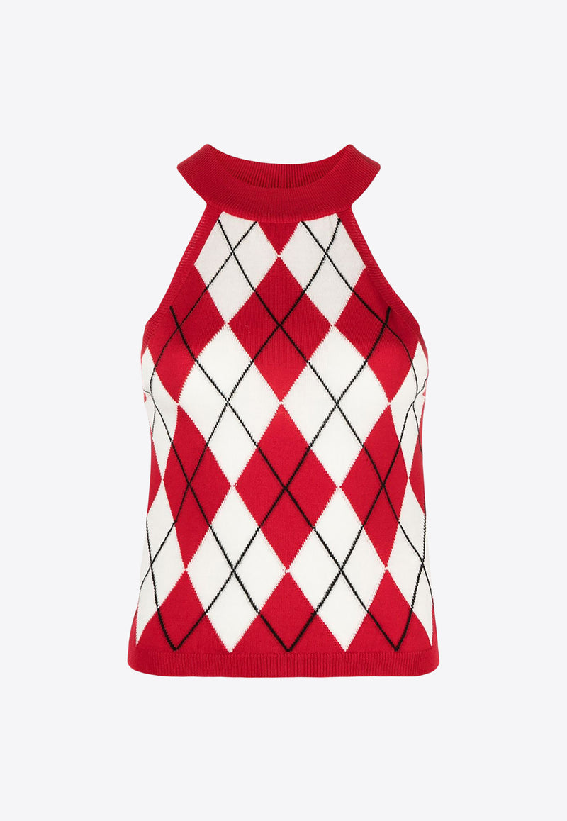 MSGM Argyle Knit Tank Top Red 3541MDT192237785_18