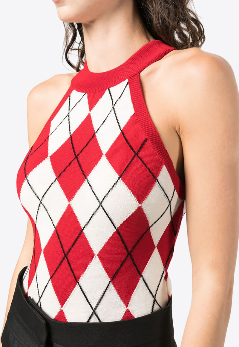 MSGM Argyle Knit Tank Top Red 3541MDT192237785_18