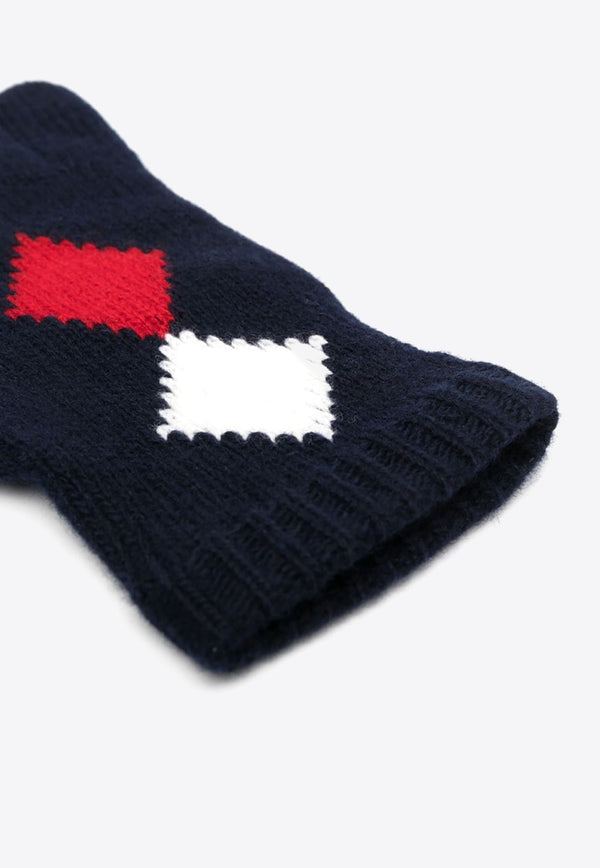 Moncler Geometric-Intarsia Wool Gloves Blue C20930050000103M_778