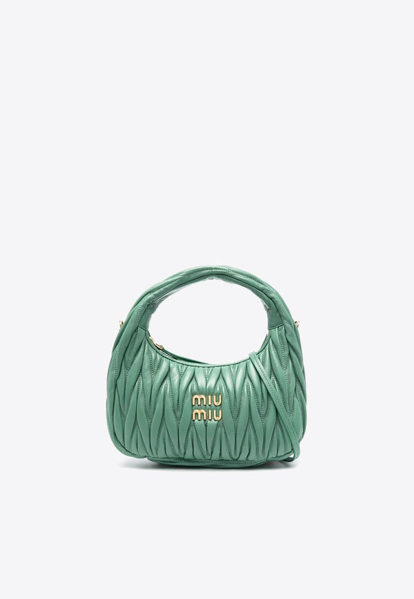 Miu Miu Wander Quilted Leather Hobo Bag Green 5BC125VOOYN88_F0092