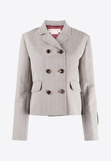 Marni Double-Breasted Houndstooth Blazer Gray GIMA0223U0UTWA03_PDR82