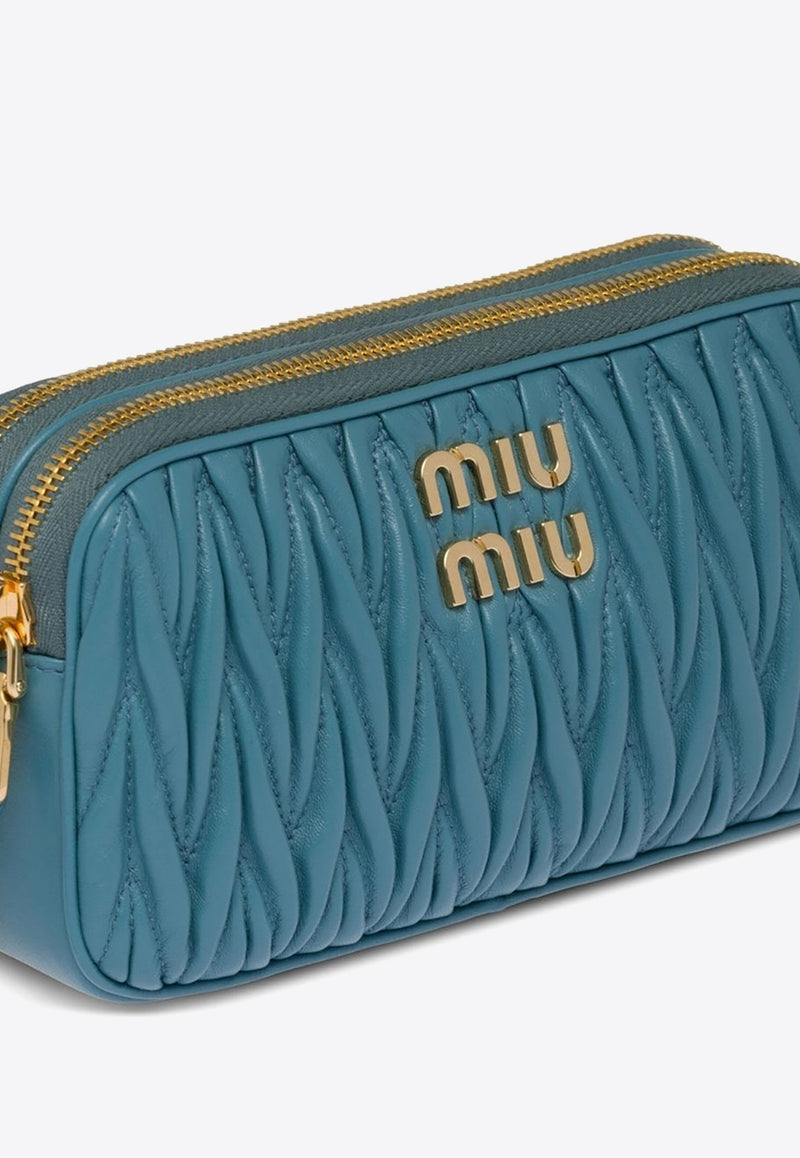 Miu Miu Mini Quilted Leather Crossbody Bag Blue 5BP045VOLON88_F0F16