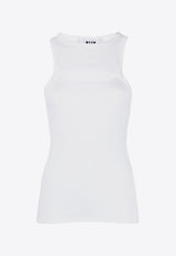 MSGM Cut-Out Fine Ribbed Tank Top White 3541MDT82237794_01