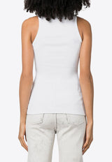 MSGM Cut-Out Fine Ribbed Tank Top White 3541MDT82237794_01