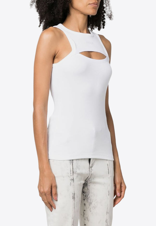 MSGM Cut-Out Fine Ribbed Tank Top White 3541MDT82237794_01