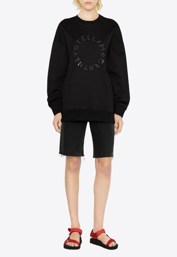 Stella McCartney Crystal-Embellished Logo Sweatshirt 6J02063SPX37_1000 Black