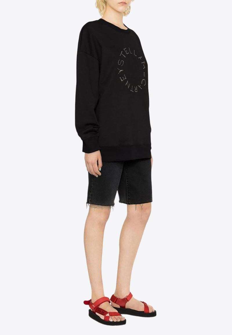 Stella McCartney Crystal-Embellished Logo Sweatshirt 6J02063SPX37_1000 Black