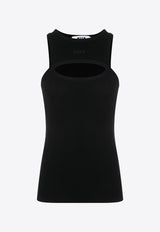 MSGM Cut-Out Fine Ribbed Tank Top Black 3541MDT82237794_99