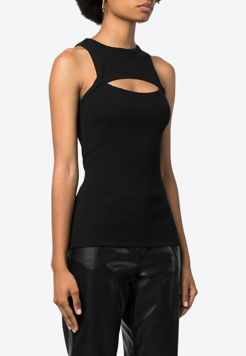 MSGM Cut-Out Fine Ribbed Tank Top Black 3541MDT82237794_99