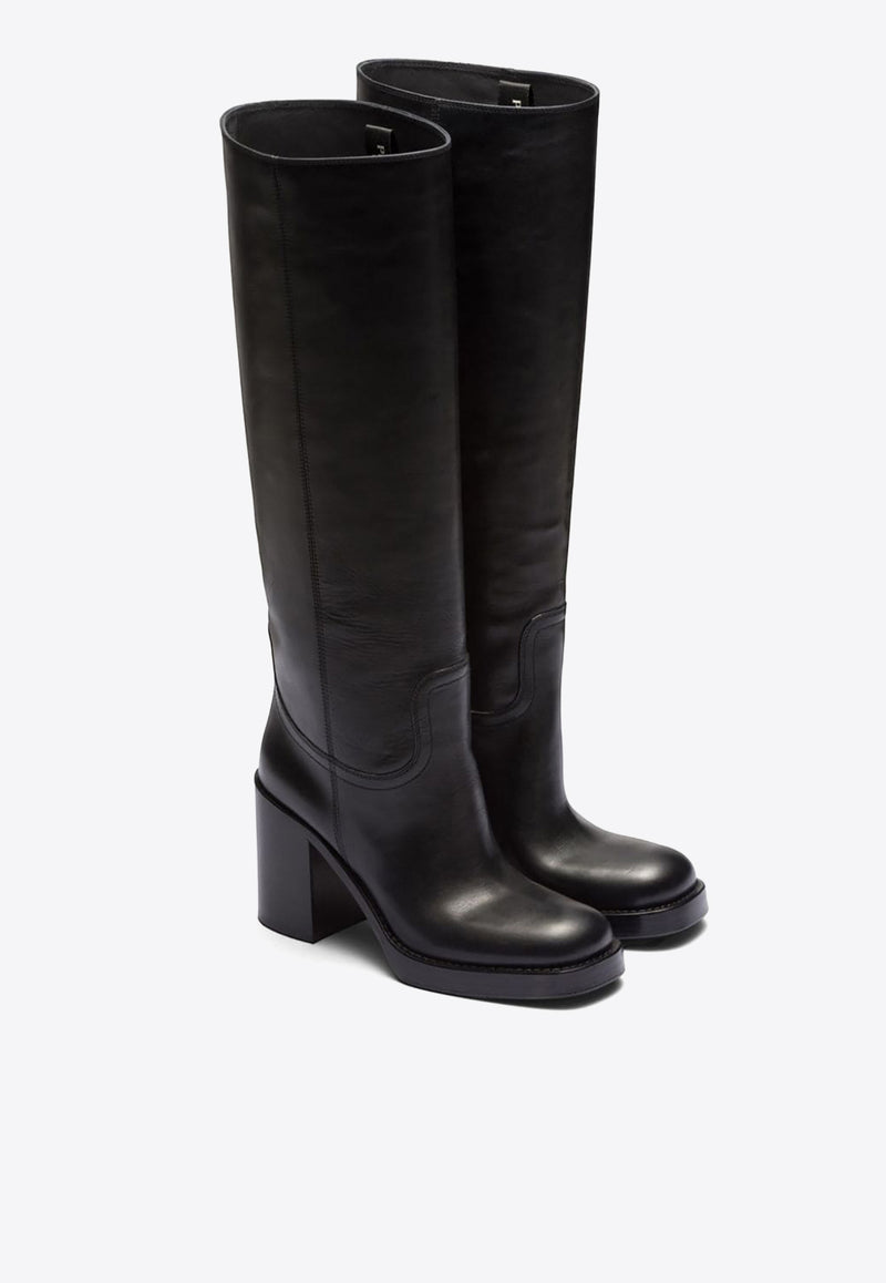Prada 90 Knee-High Leather Boots Black 1W281NF090070_F0002