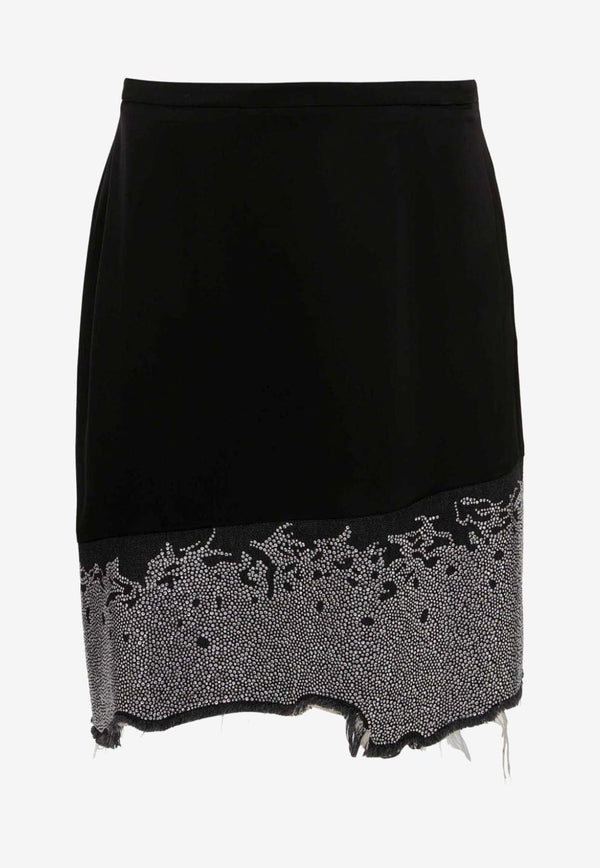 JW Anderson Distressed Crystal-Embellished Skirt SK0156PG1056_999 Black