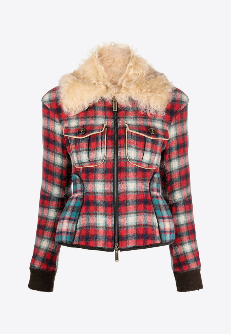 Dsquared2 Shearling-Trimmed Flannel Jacket  Multicolor S72AM1030S78105_001F