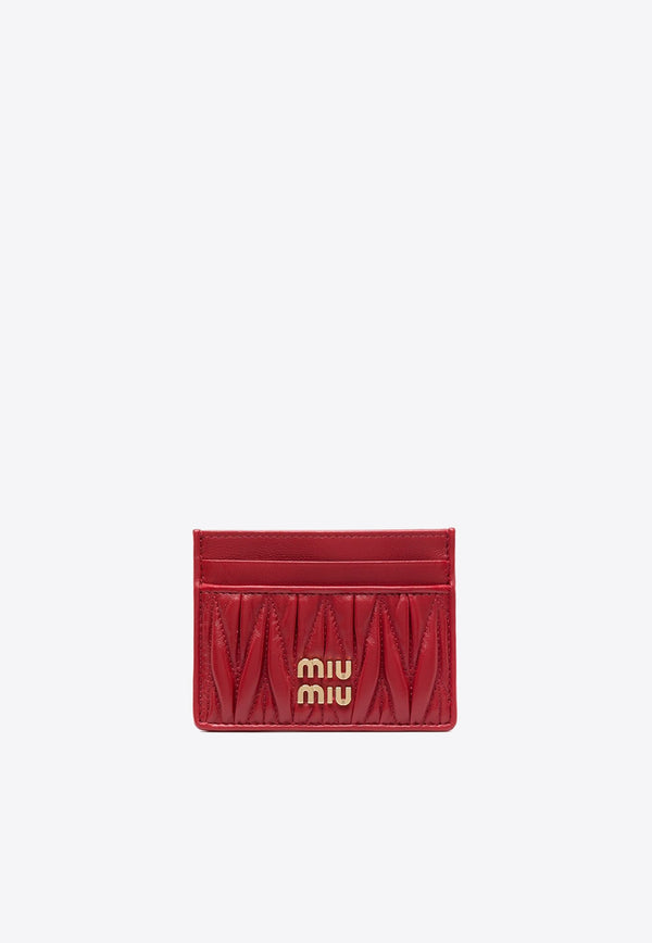 Miu Miu Logo Plaque Quilted Leather Cardholder Red 5MC0762FPP_F0011