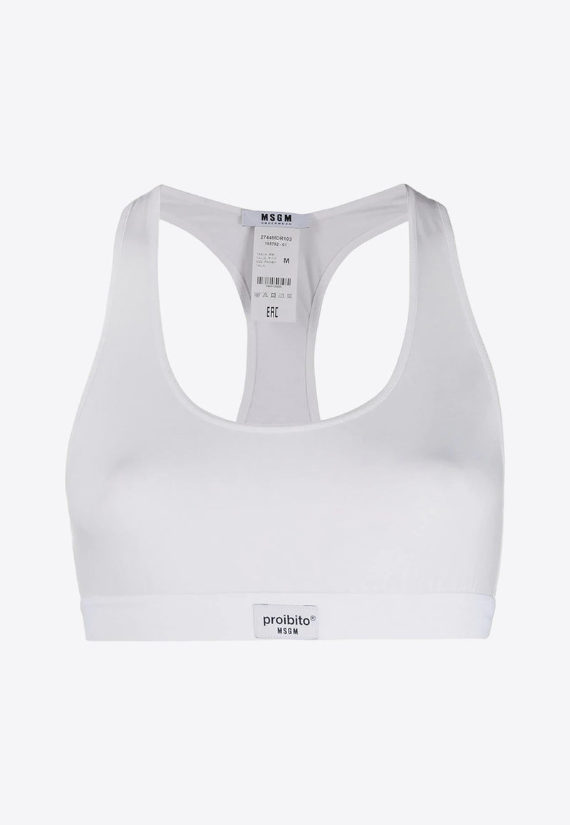 MSGM Logo Patch Racerback Sports Bra White 2744MDR10319579201