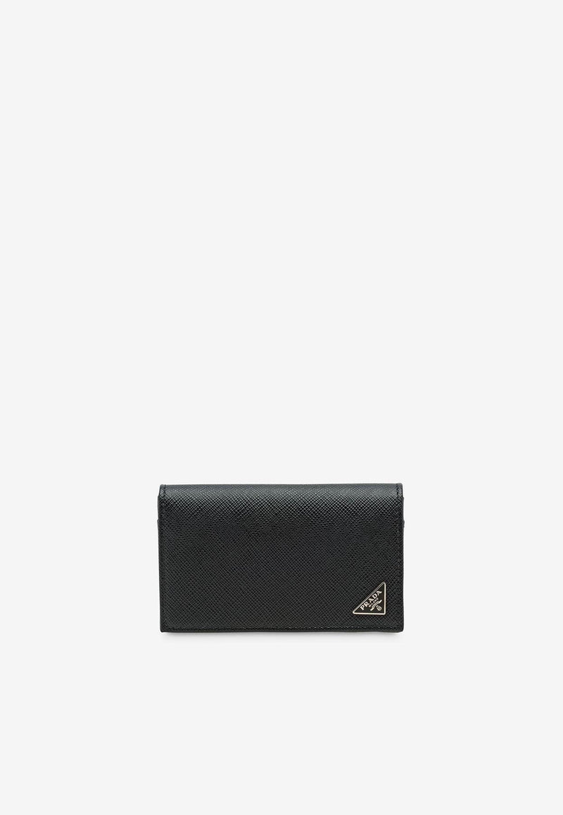 Prada Triangle Logo Saffiano Leather Cardholder Black 2MC122QHH_F0002