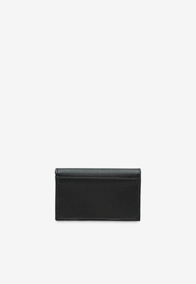 Prada Triangle Logo Saffiano Leather Cardholder Black 2MC122QHH_F0002