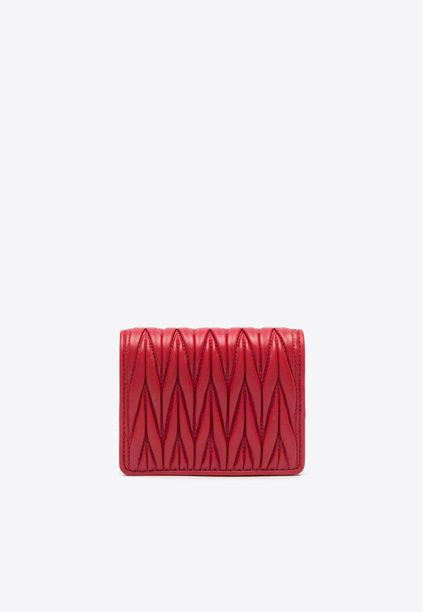 Miu Miu Small Logo Plaque Quilted Leather Wallet Red 5MV2042FPP_F0011