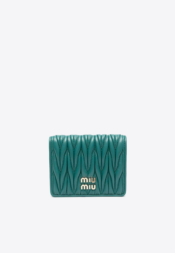 Miu Miu Small Logo-Detail Quilted Leather Wallet Blue 5MV2042FPP_F0K41