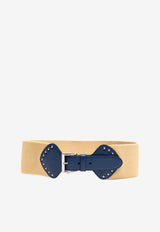 Prada Raffia and Leather Belt with Studs Multicolor 1IB1214POF0008