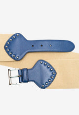 Prada Raffia and Leather Belt with Studs Multicolor 1IB1214POF0008