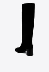 Prada 50 Suede Knee-Length Boots Black 1W233NF65008_F0002