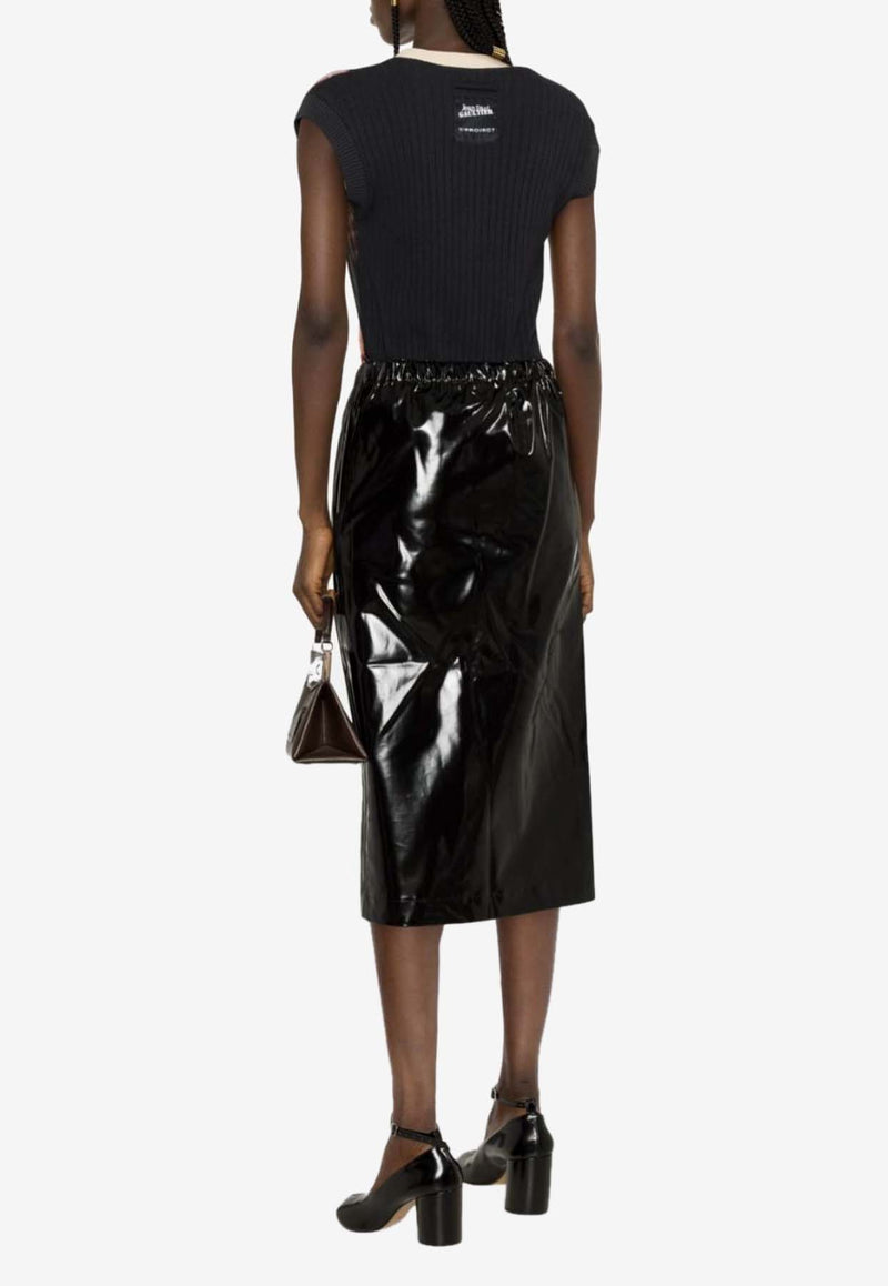 Maison Margiela Shiny High-Rise Midi Skirt Black S29ME0011S78362_900