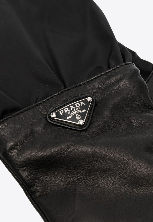 Prada Triangle Logo Leather Gloves Black 1GG181038_F0632