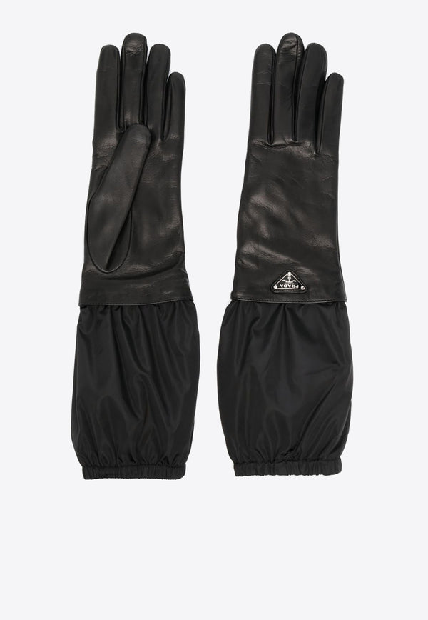 Prada Triangle Logo Leather Gloves Black 1GG181038_F0632