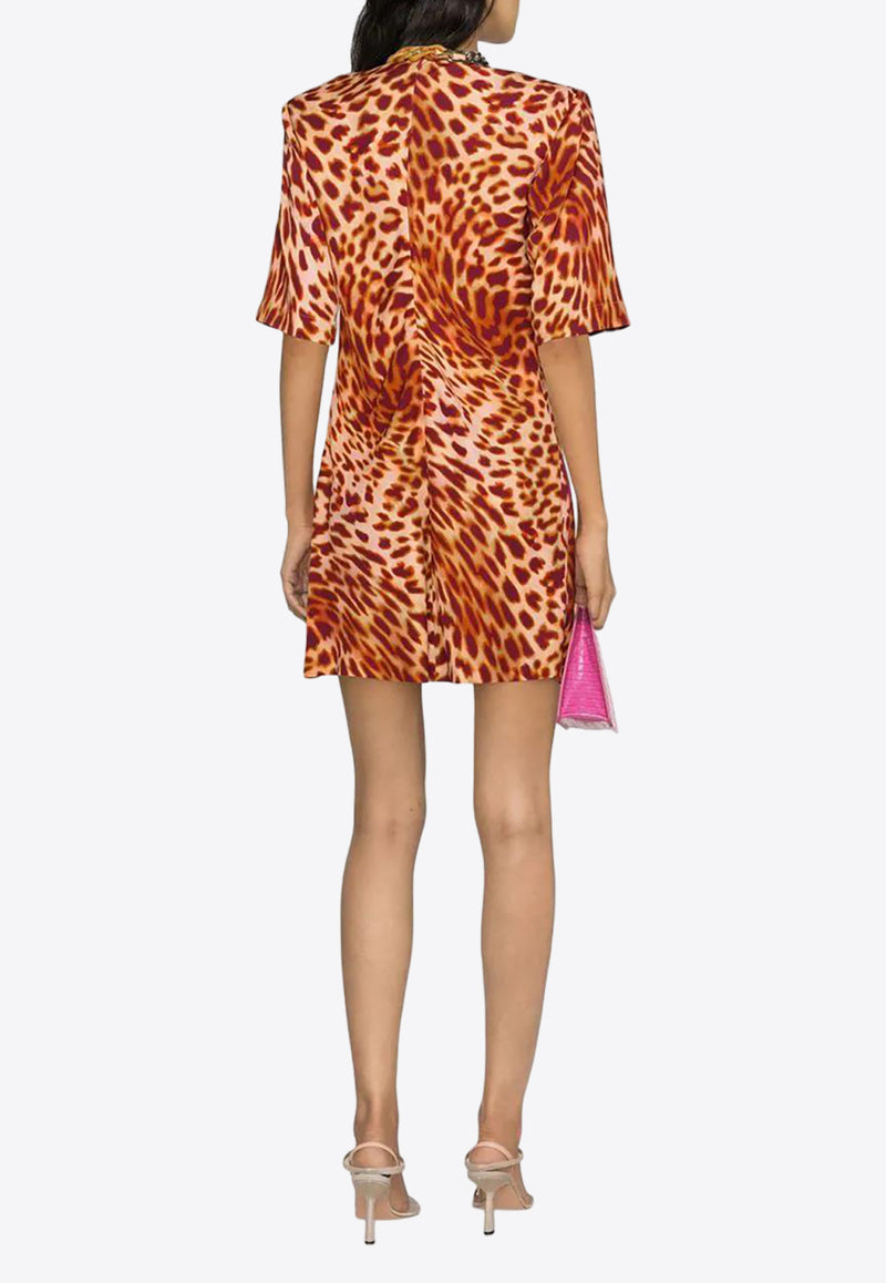 Stella McCartney Leopard-Print Mini Dress 6A00333AS3005940 Multicolor