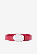 Prada Oval Engraved Buckle Leather Belt Red 1CC182053F068Z