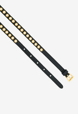 Prada Skinny Eyelet Leather Belt Black 1JC1982EH8F0002