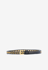 Prada Skinny Eyelet Leather Belt Black 1JC1982EH8F0002