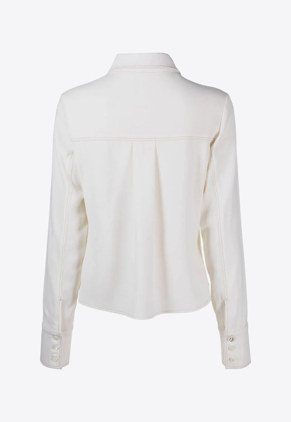 CORMIO Katy Pin Badge Long-Sleeved Shirt White KATYWOOLWHITE