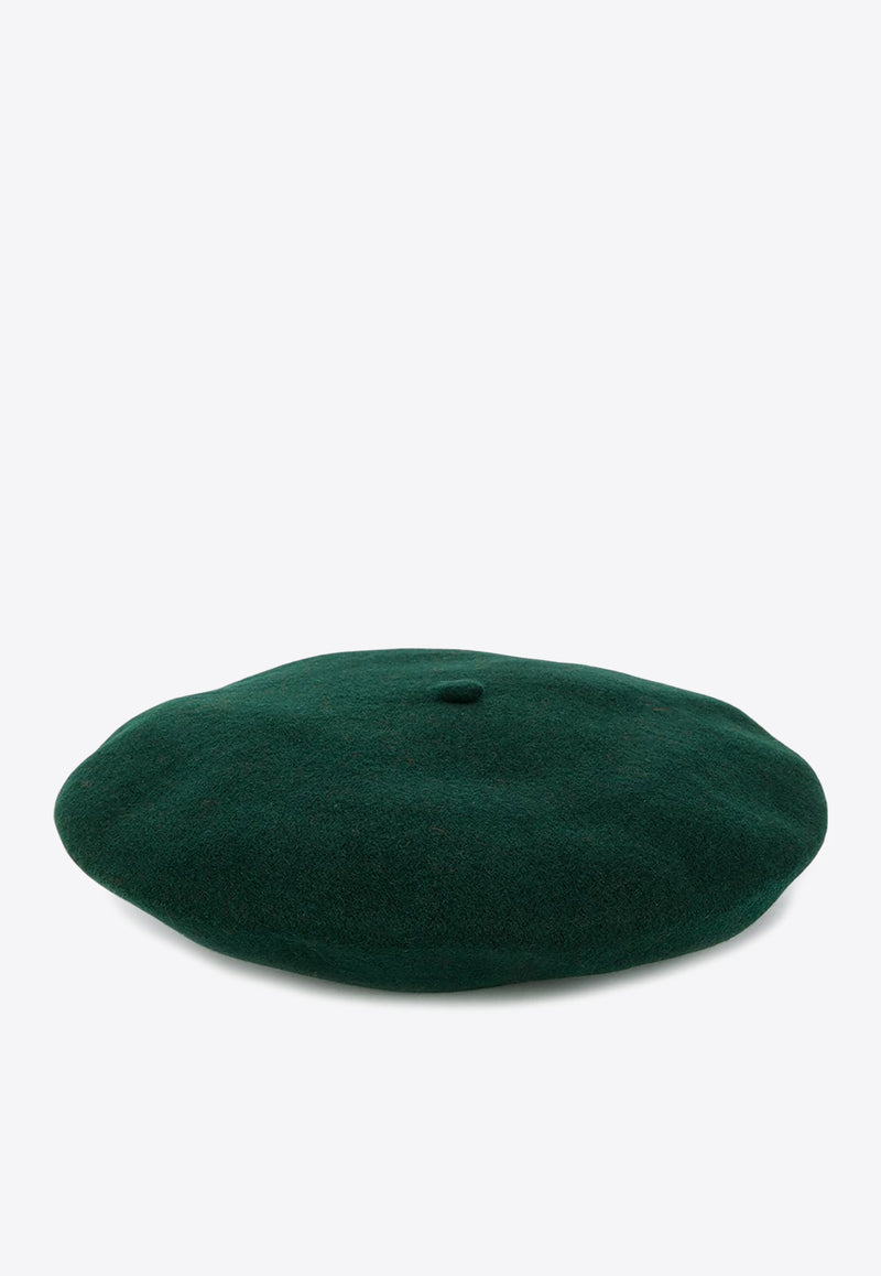 Celine Robert Knitted Wool Beret Hat Green KOPPA00SAPIN00TU