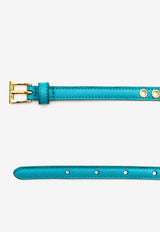 Prada Skinny Eyelet Leather Belt Turquoise 1JC1982EH8F0136