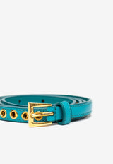 Prada Skinny Eyelet Leather Belt Turquoise 1JC1982EH8F0136