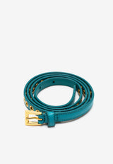 Prada Skinny Eyelet Leather Belt Turquoise 1JC1982EH8F0136