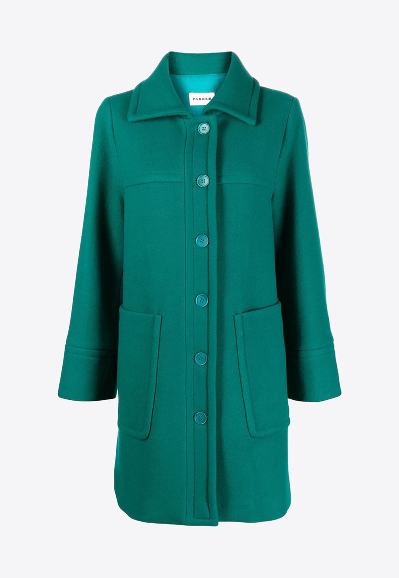 P.A.R.O.S.H Single-Breasted Wool Coat Green D430324LANNA033