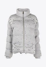 Alanui Bandana Print Zip-Up Down Jacket Gray LWED002F23KNI001_0984