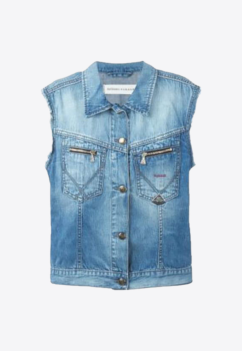 P.A.R.O.S.H Logo Denim Vest Denim D410005DEIROY1000