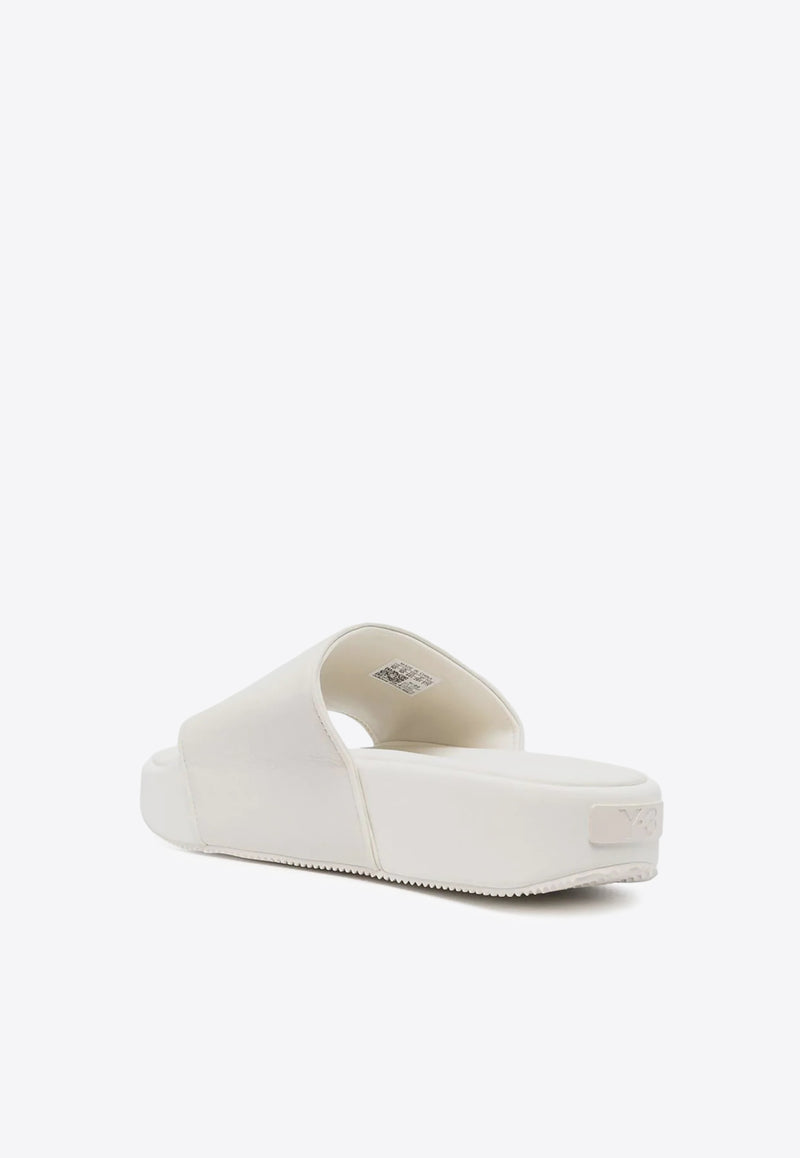 Adidas Y-3 Leather Flatform Slides Off-white FZ6402