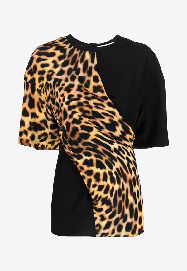 Stella McCartney Cheetah Print Paneled T-shirt 6T00223AS2008402 Multicolor